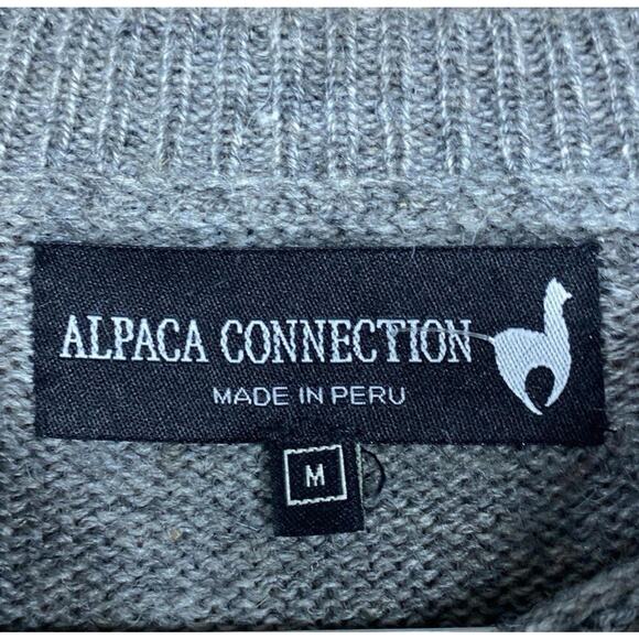 Alpaca Connection Peru Sweater Gray Llama Wool Pullover Unisex Alpaca Knit M - Picture 4 of 8